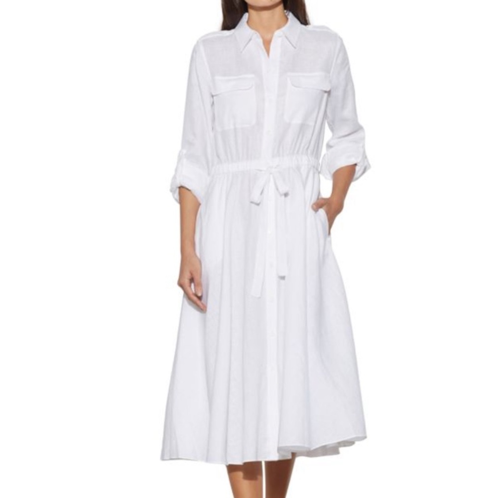 Equipment JACQUOT LINEN DRESS in BRIGHT WHITE